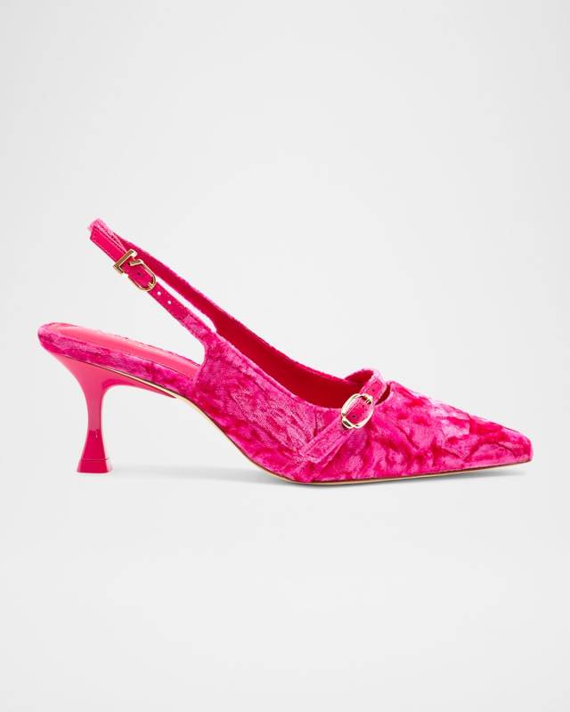 Ines Velvet Buckle Slingback Pumps